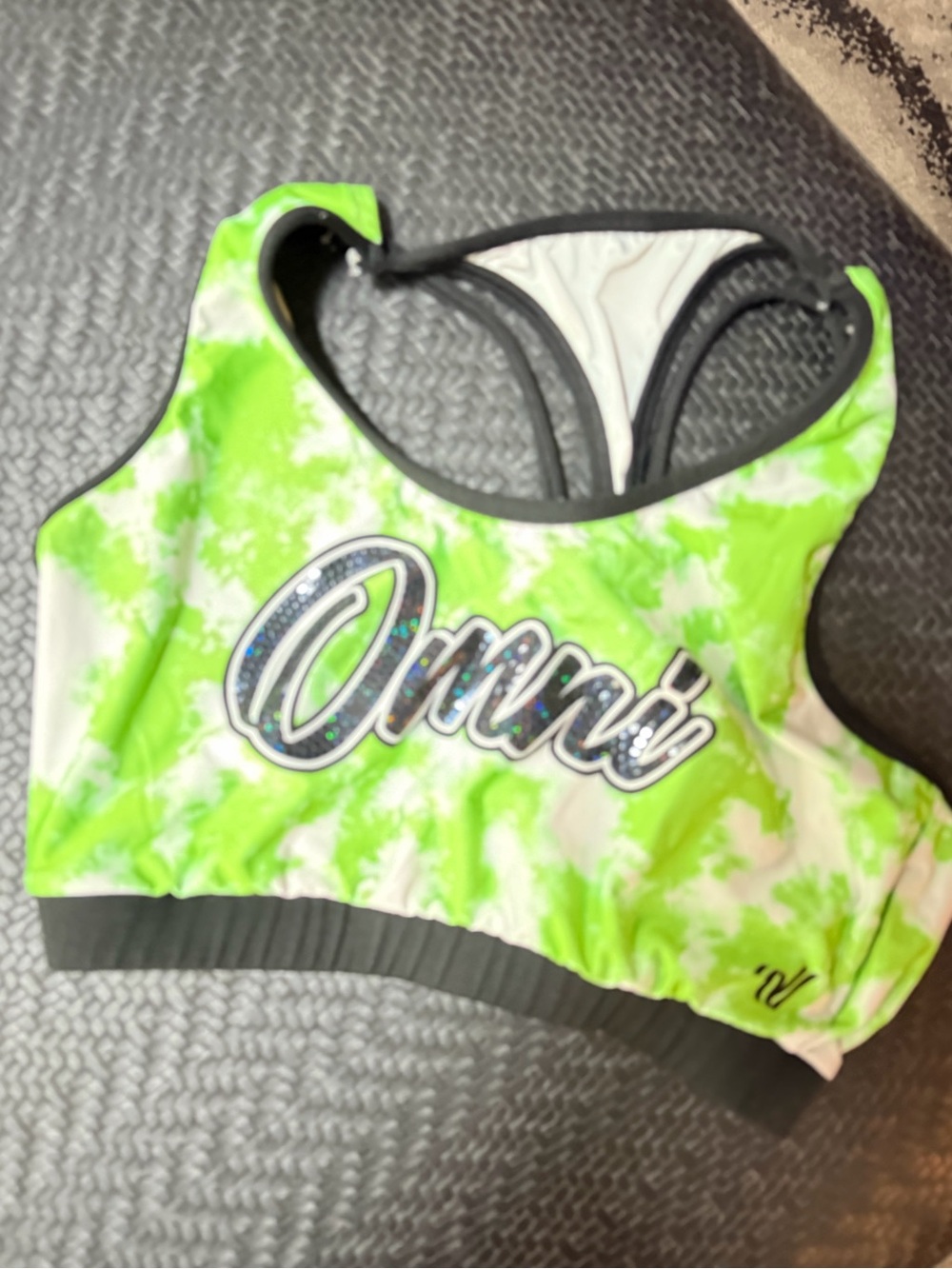 Varsity Green and White Tie-Dye Athletic Bikini Top